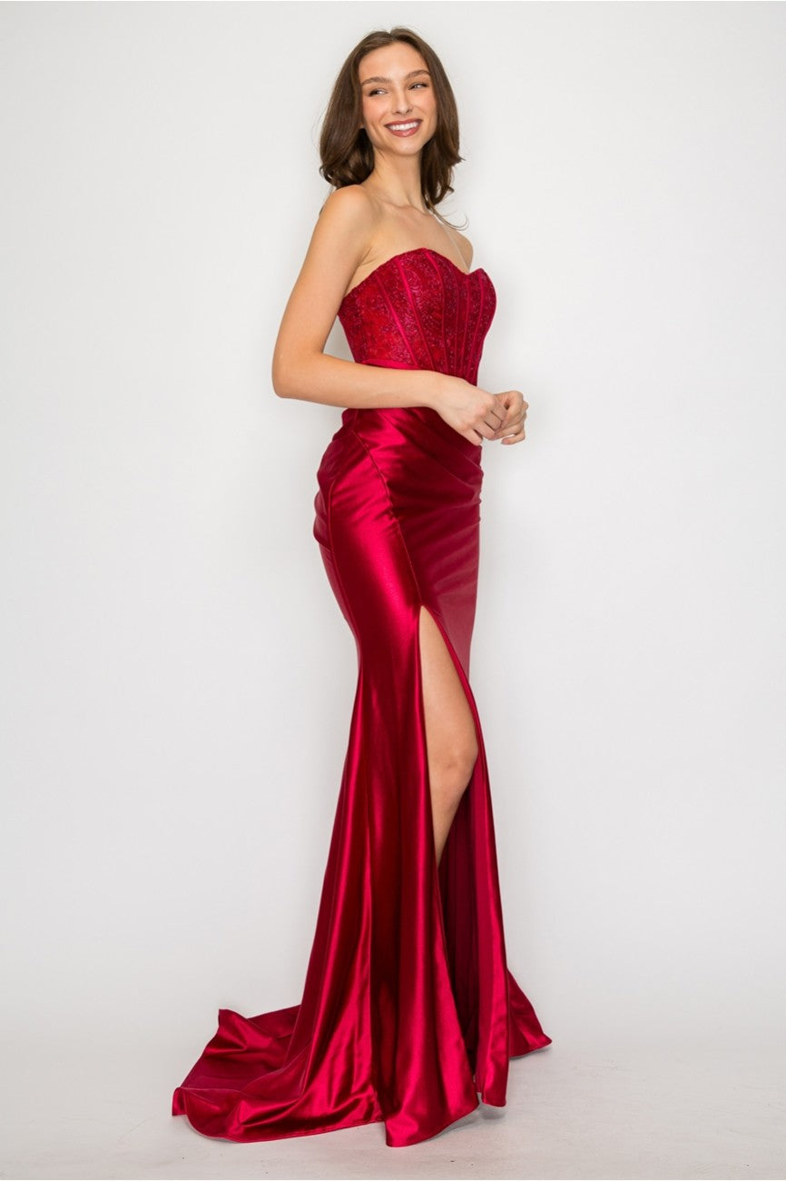 Prom Dresses Prom Long Formal Evening Lace Dress Burgundy