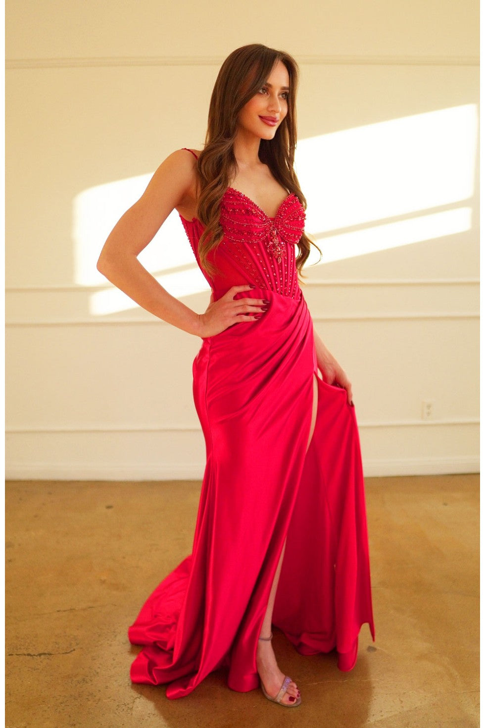 Prom Dresses Pleated Long Formal Prom Dress Red