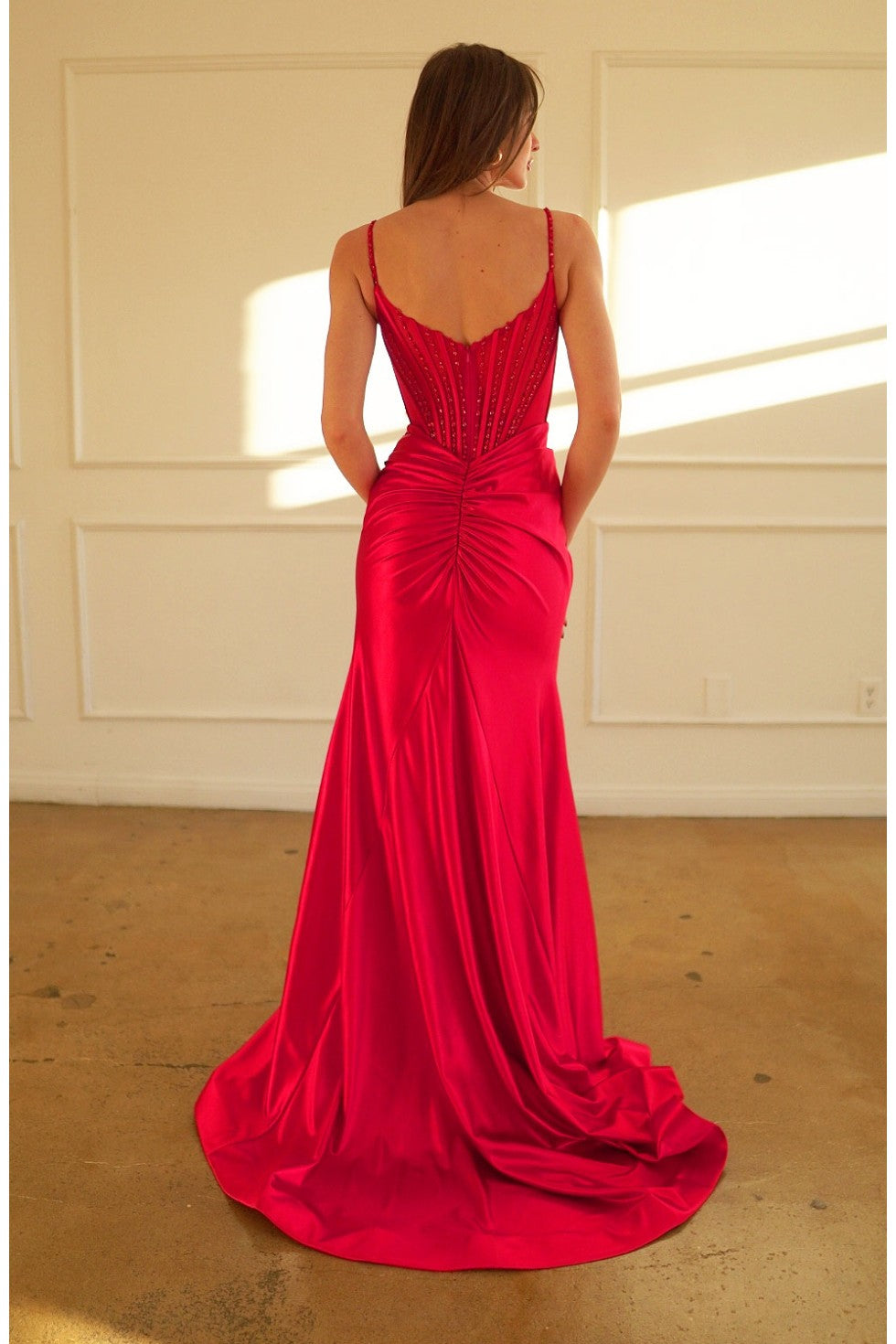 Prom Dresses Pleated Long Formal Prom Dress Red