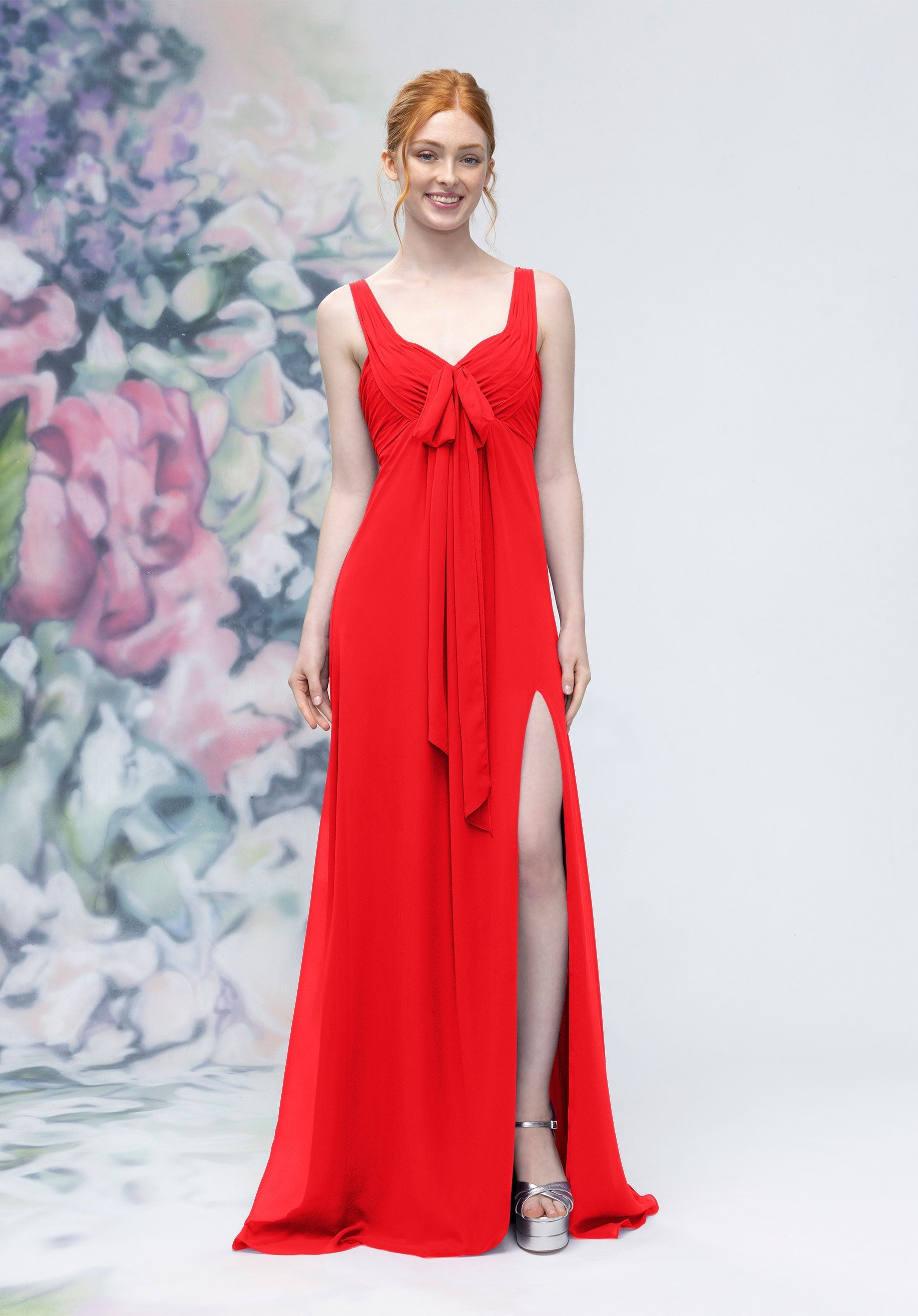 Formal Dresses A Line Formal Slit Long Dress High Risk Red-Chiffon-3030009-Pleated
