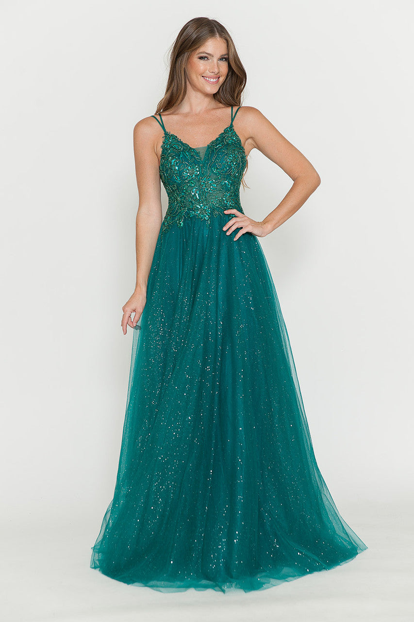 Prom Dresses Long Beaded Sequin Formal Prom Dress Lenovia 8183 Hunter Green-Tulle-8183-Beaded