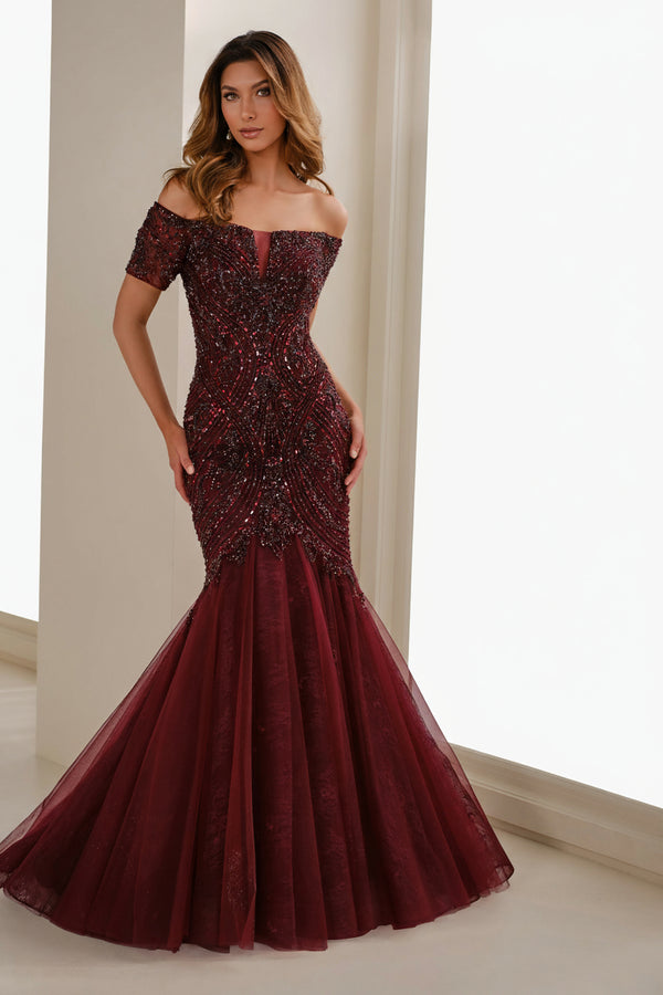 Ivonne D ID1402 Long Mermaid Formal Beaded Evening Gown