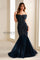 Formal Dresses Long Mermaid Formal Beaded Evening Gown Navy Blue