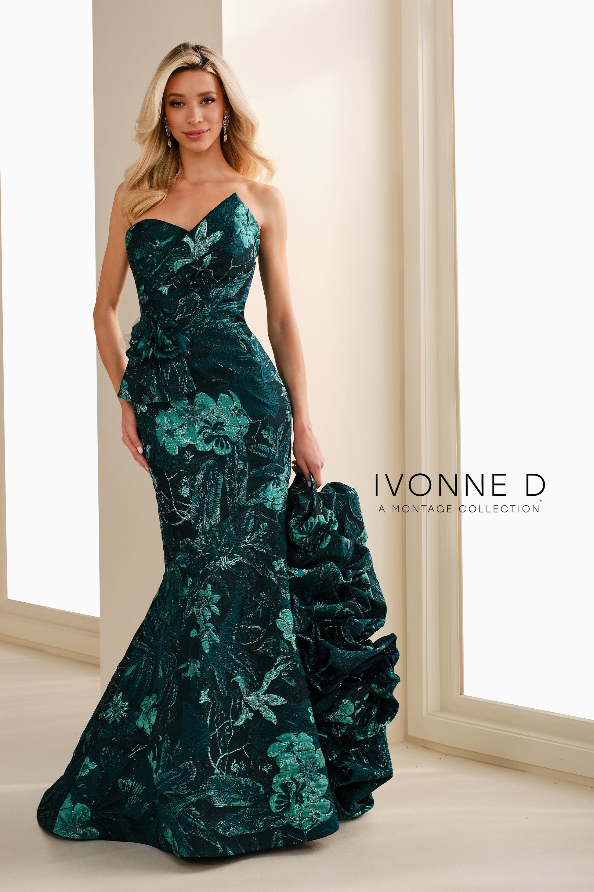 Ivonne D ID1405 Long Mermaid Formal Floral Evening Dress