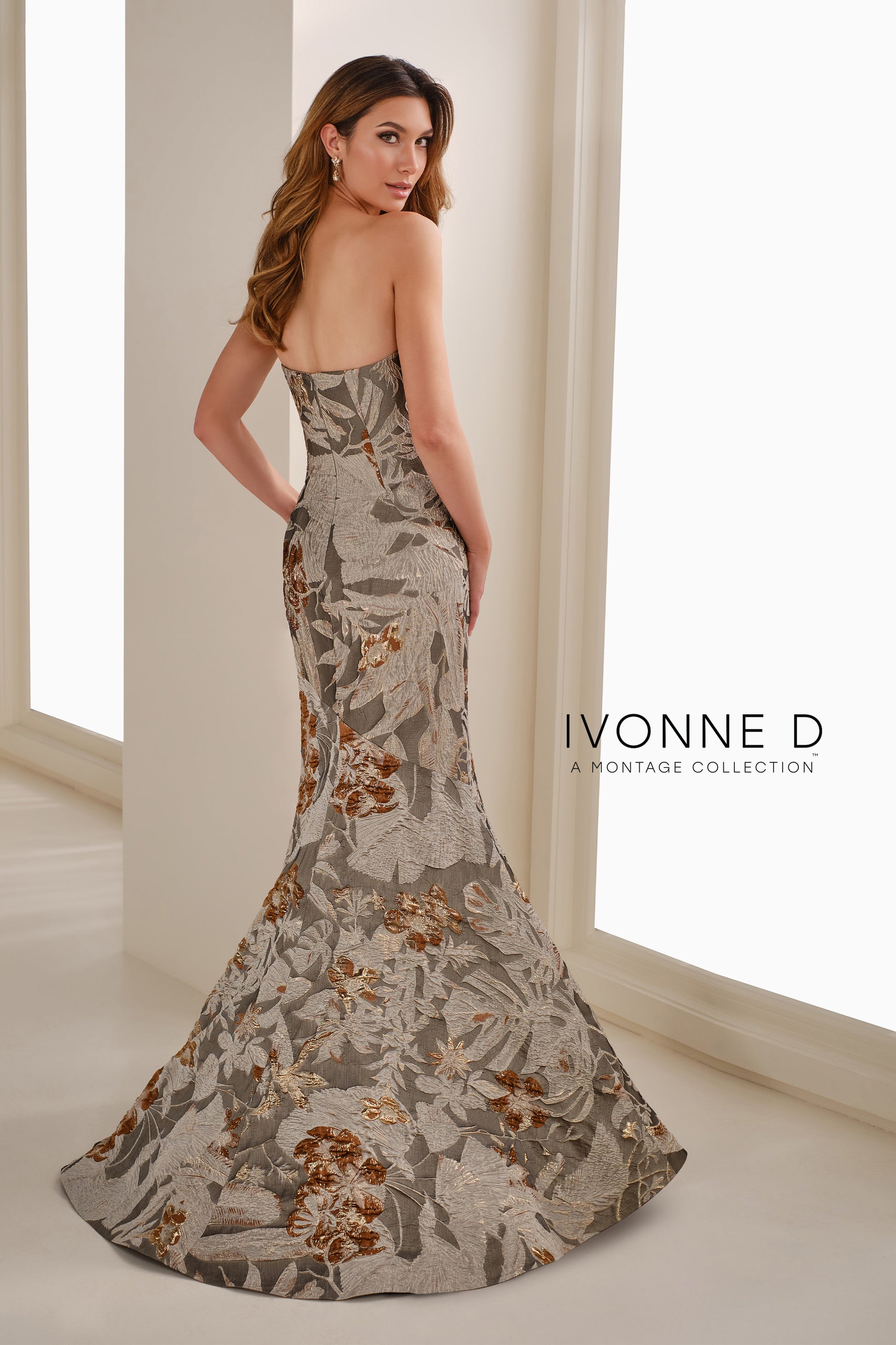 Ivonne D ID1405 Long Mermaid Formal Floral Evening Dress