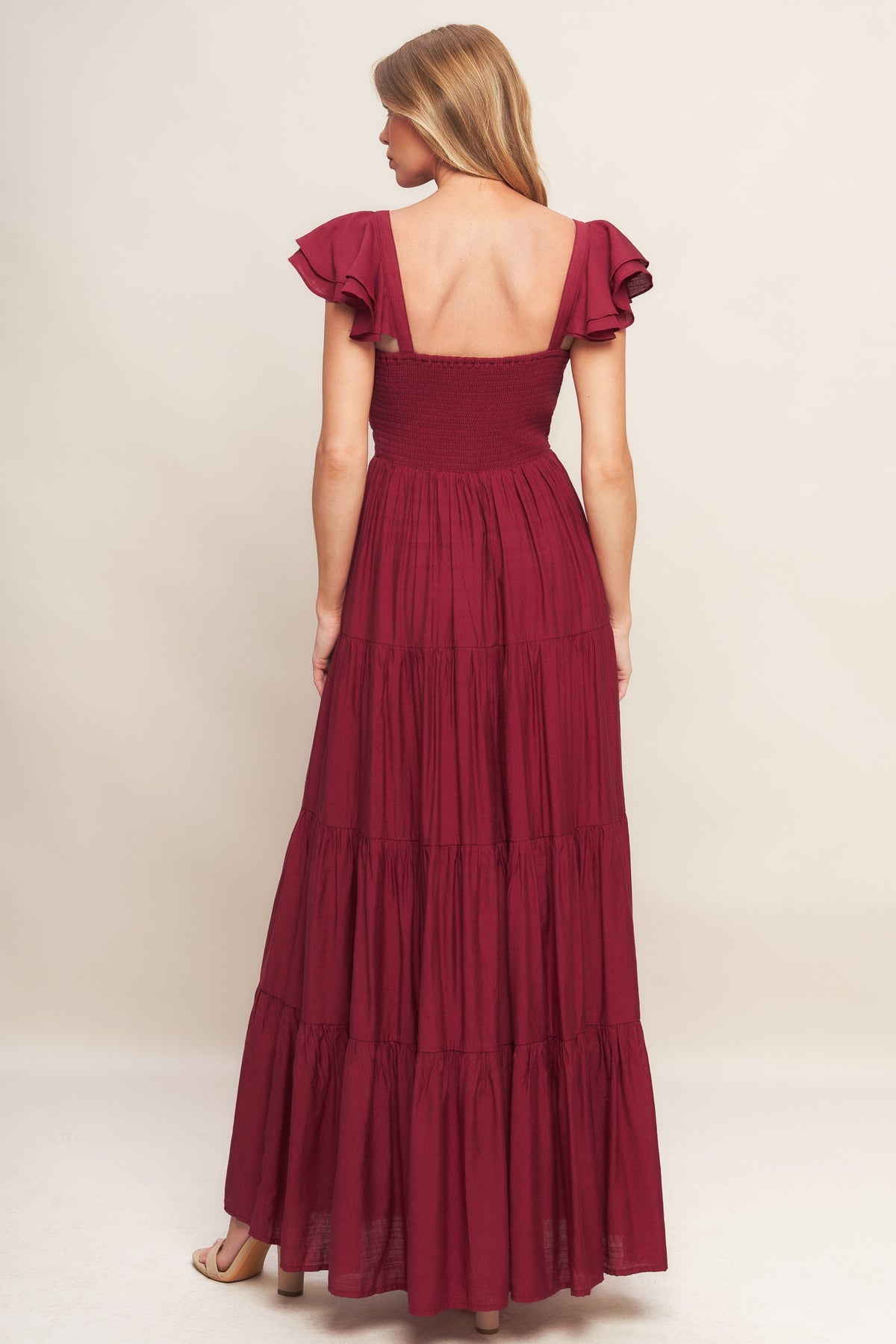 Formal Dresses Long Ruffle Formal A Line Evening Dress Flying Tomato ID19329 Deep Red