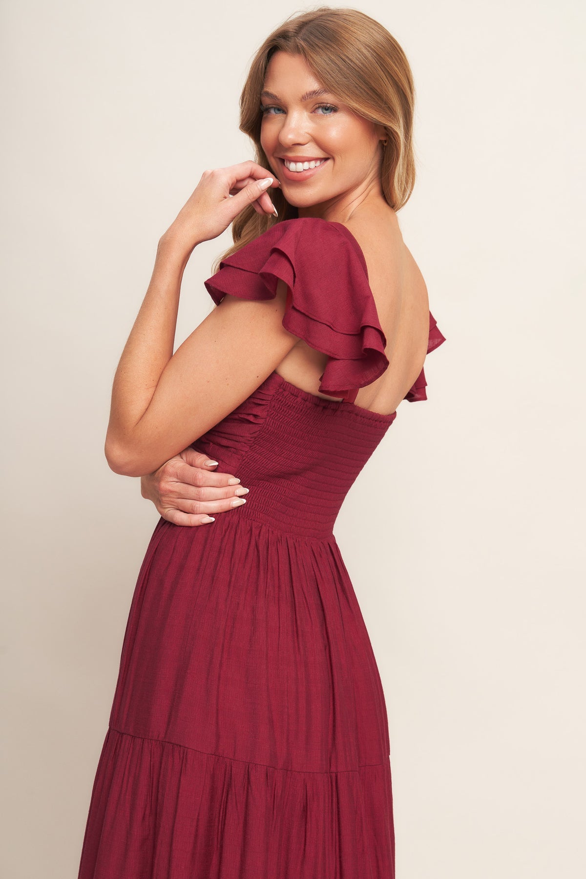 Formal Dresses Long Ruffle Formal A Line Evening Dress Flying Tomato ID19329 Deep Red