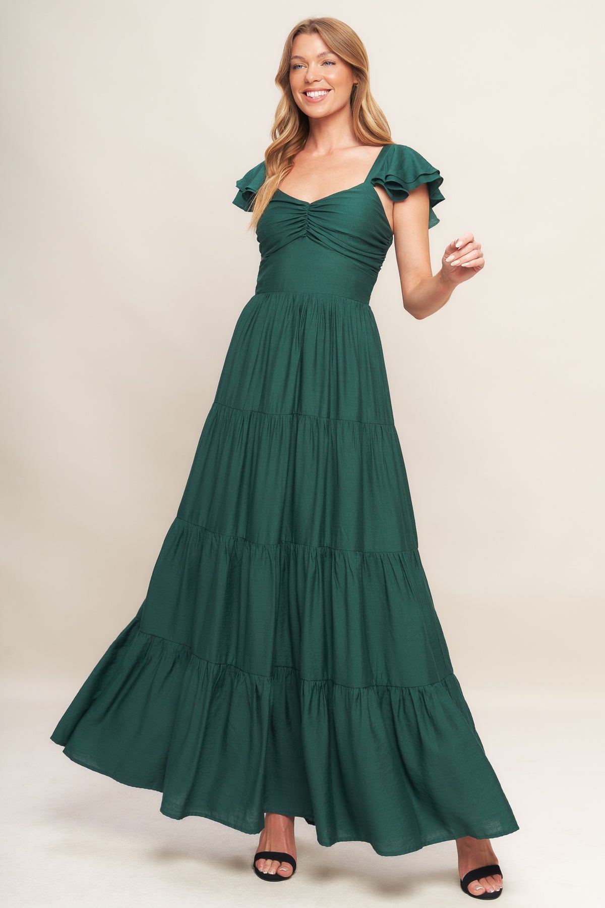 Formal Dresses Long Ruffle Formal A Line Evening Dress Flying Tomato ID19329 Forest Green