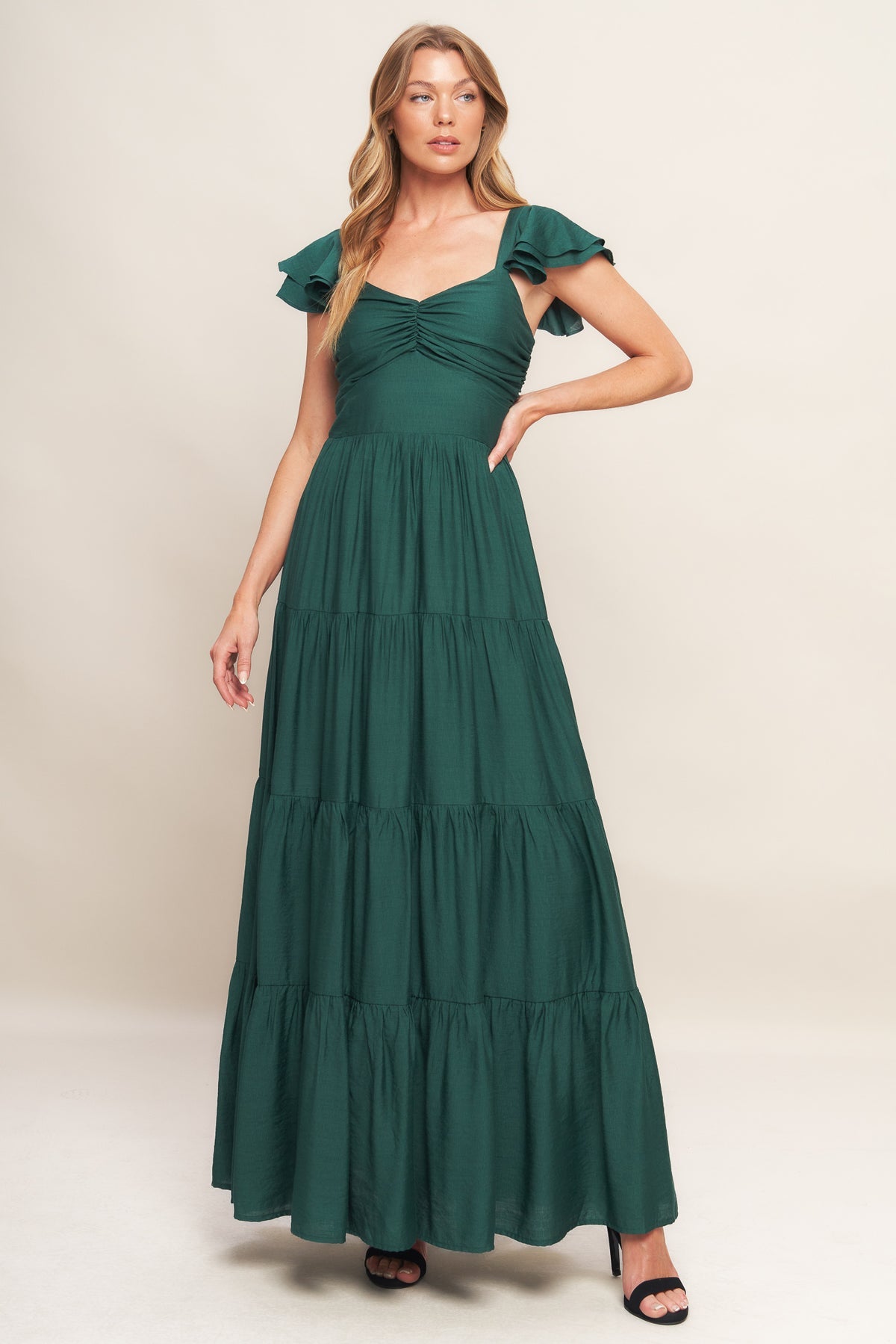 Formal Dresses Long Ruffle Formal A Line Evening Dress Flying Tomato ID19329 Forest Green