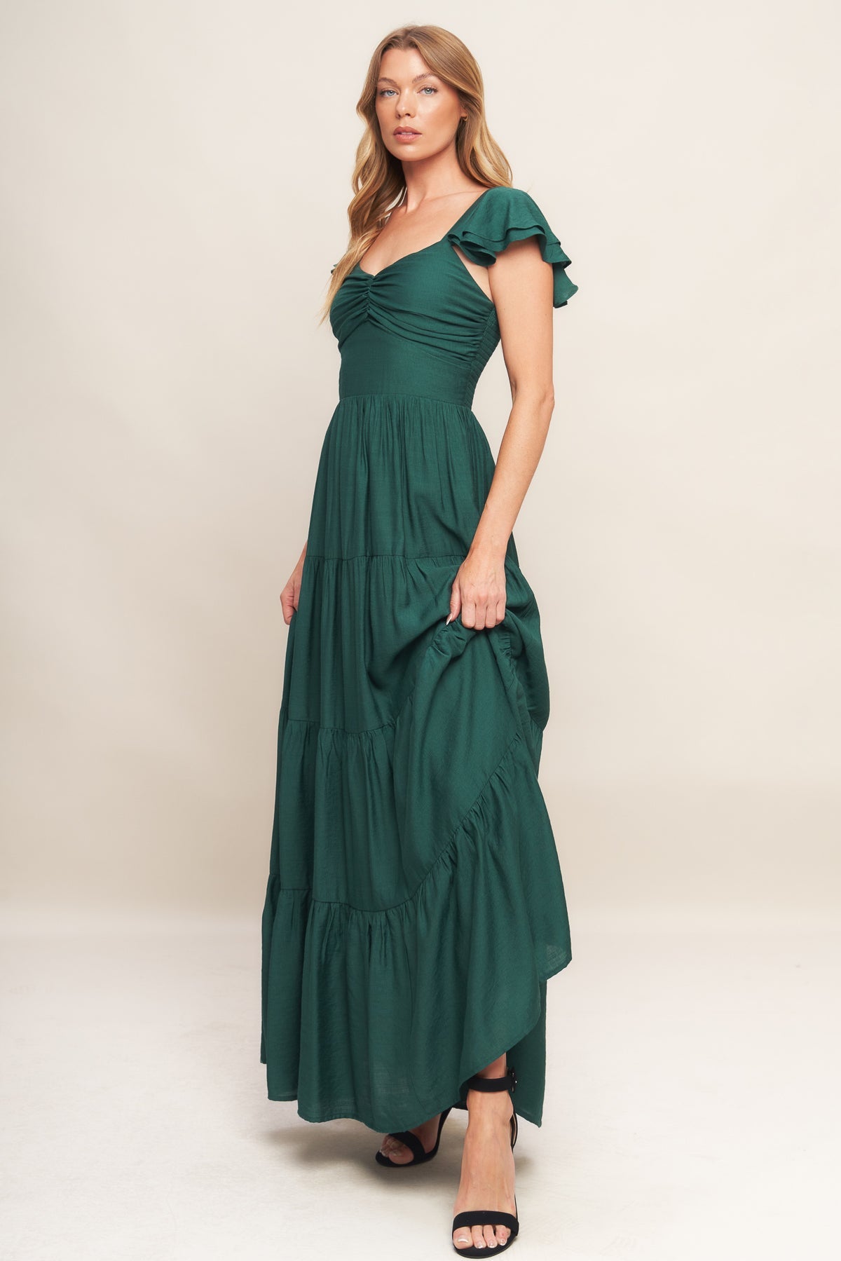 Formal Dresses Long Ruffle Formal A Line Evening Dress Flying Tomato ID19329 Forest Green