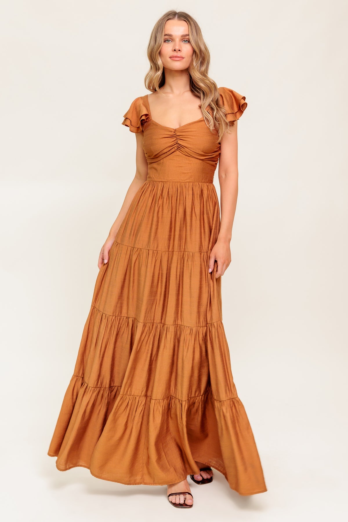 Formal Dresses Long Ruffle Formal A Line Evening Dress Flying Tomato ID19329 Rust