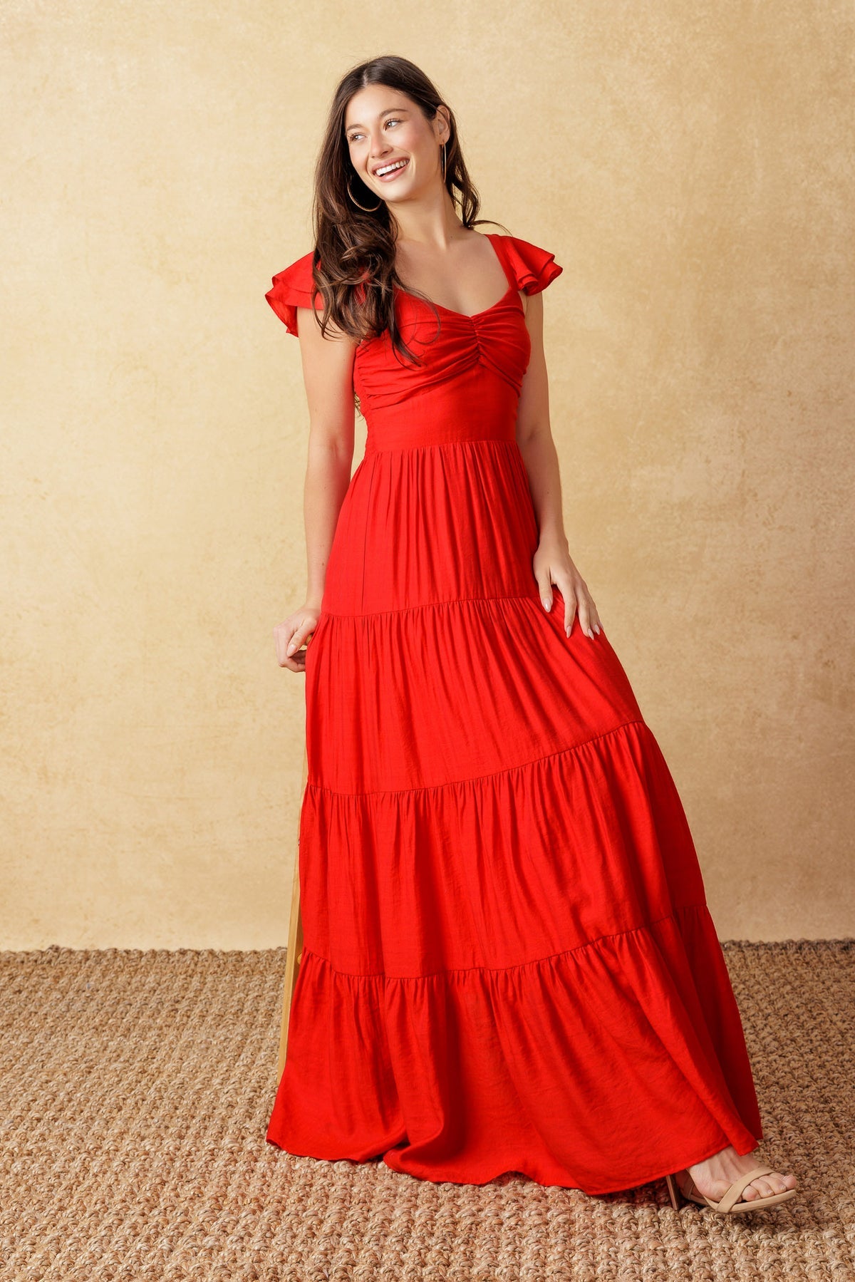 Formal Dresses Long Ruffle Formal A Line Evening Dress Flying Tomato ID19329 Red