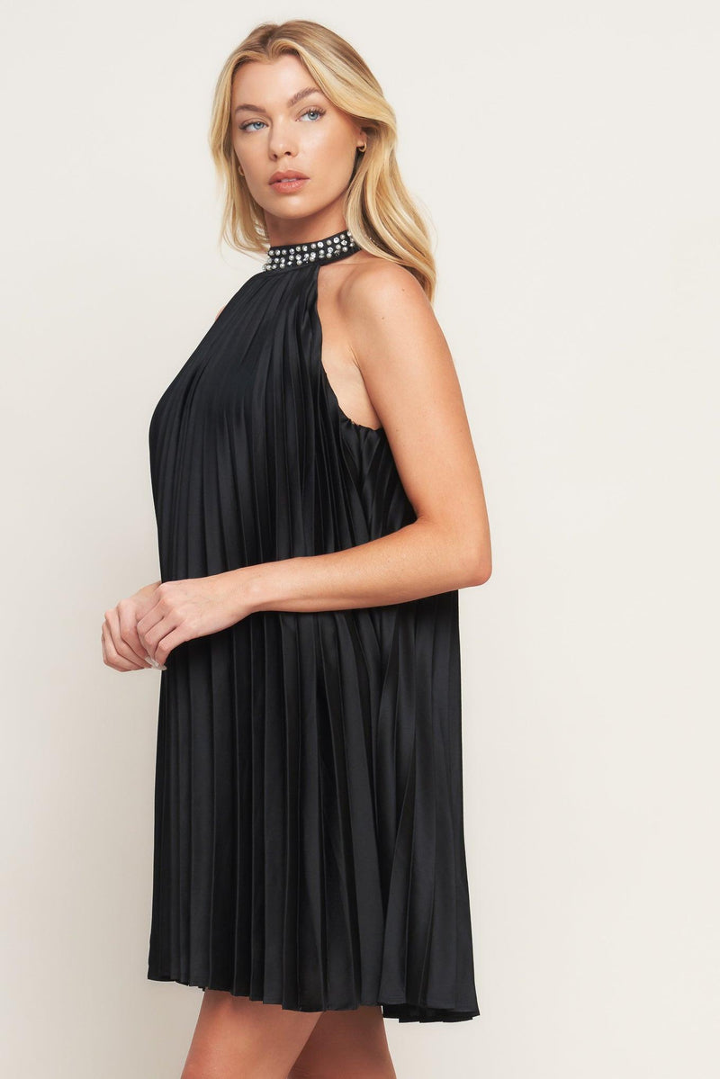 Halter Mini Satin Cocktail A-Line Dress Flying Tomato ID20358