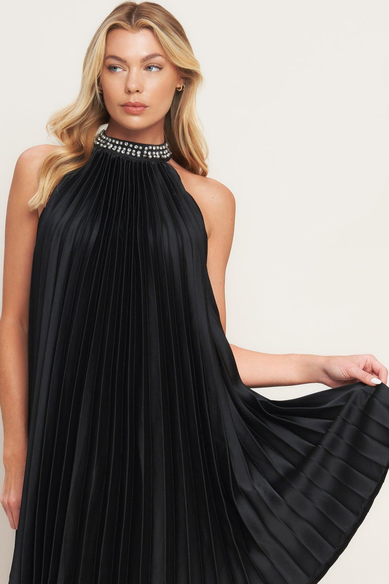 Halter Mini Satin Cocktail A-Line Dress Flying Tomato ID20358
