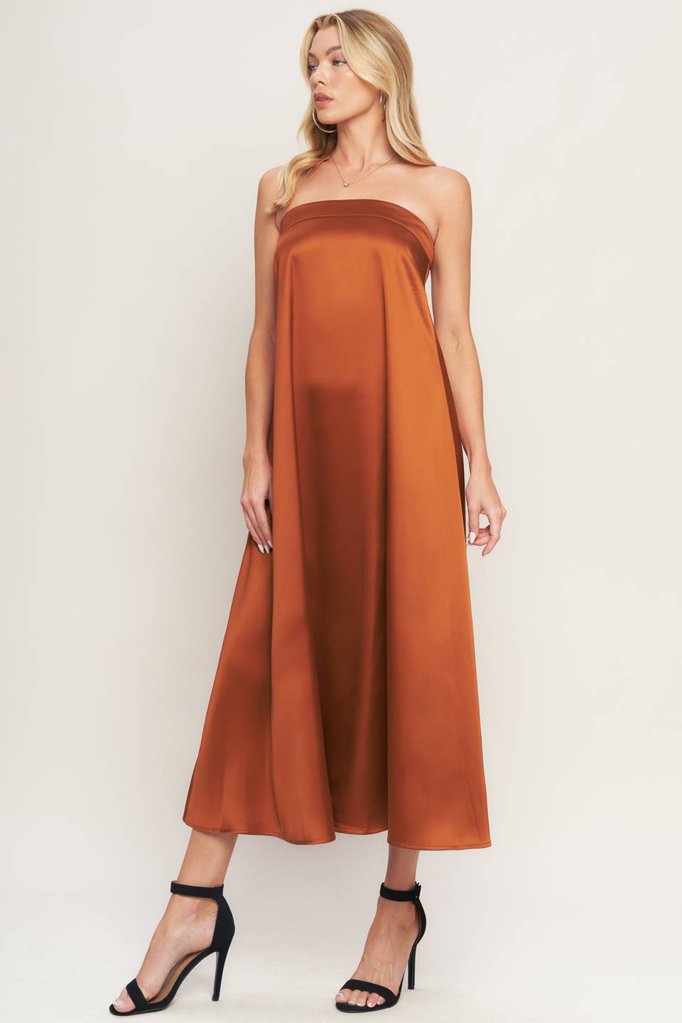 Cocktail Dresses A Line Midi Cocktail Dress Bronze