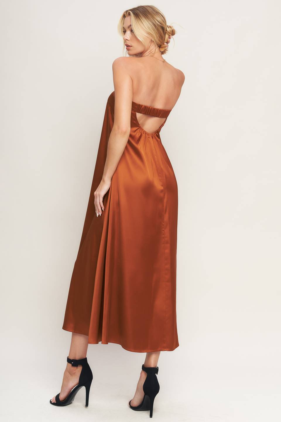 Cocktail Dresses A Line Midi Cocktail Dress Bronze