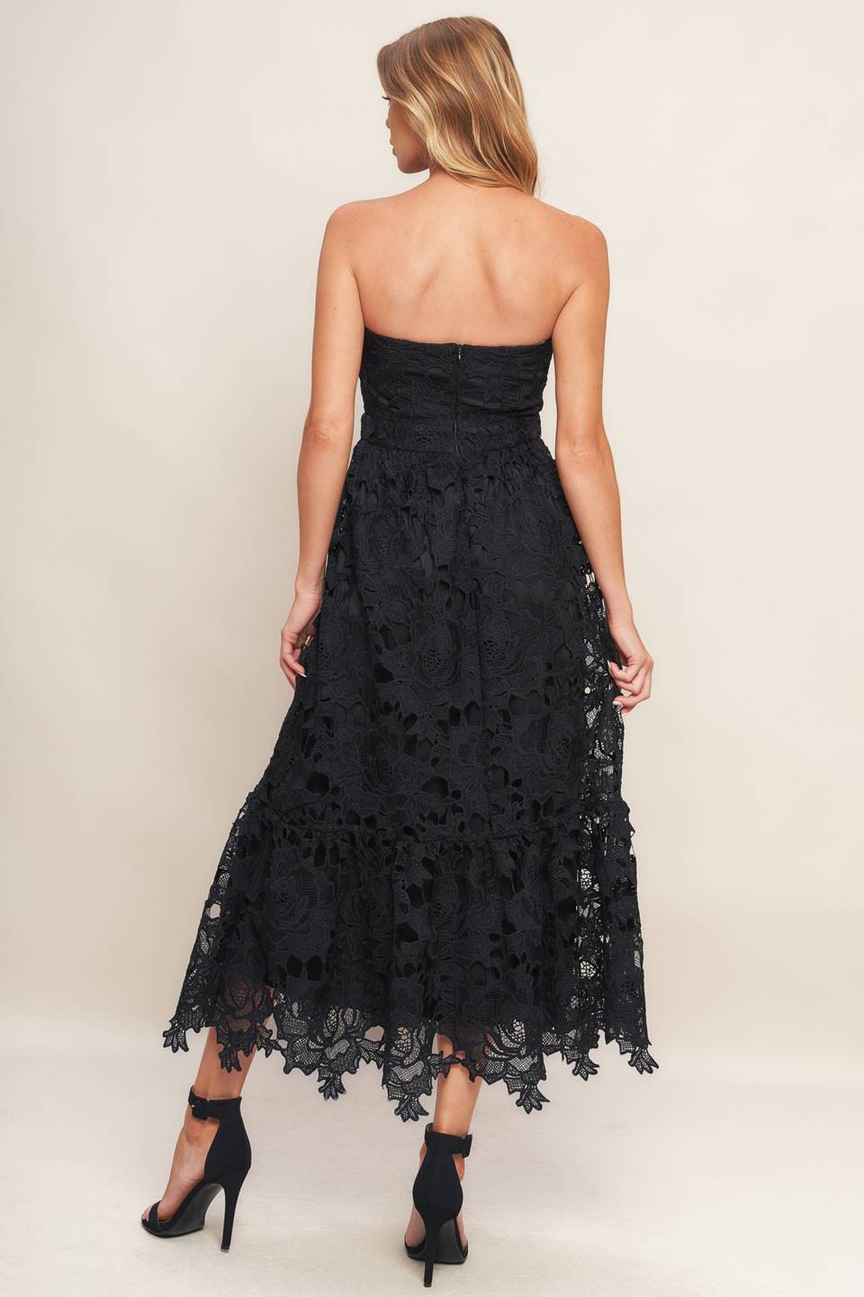 Cocktail Dresses Ruffle Lace Short Midi Cocktail Dress Black
