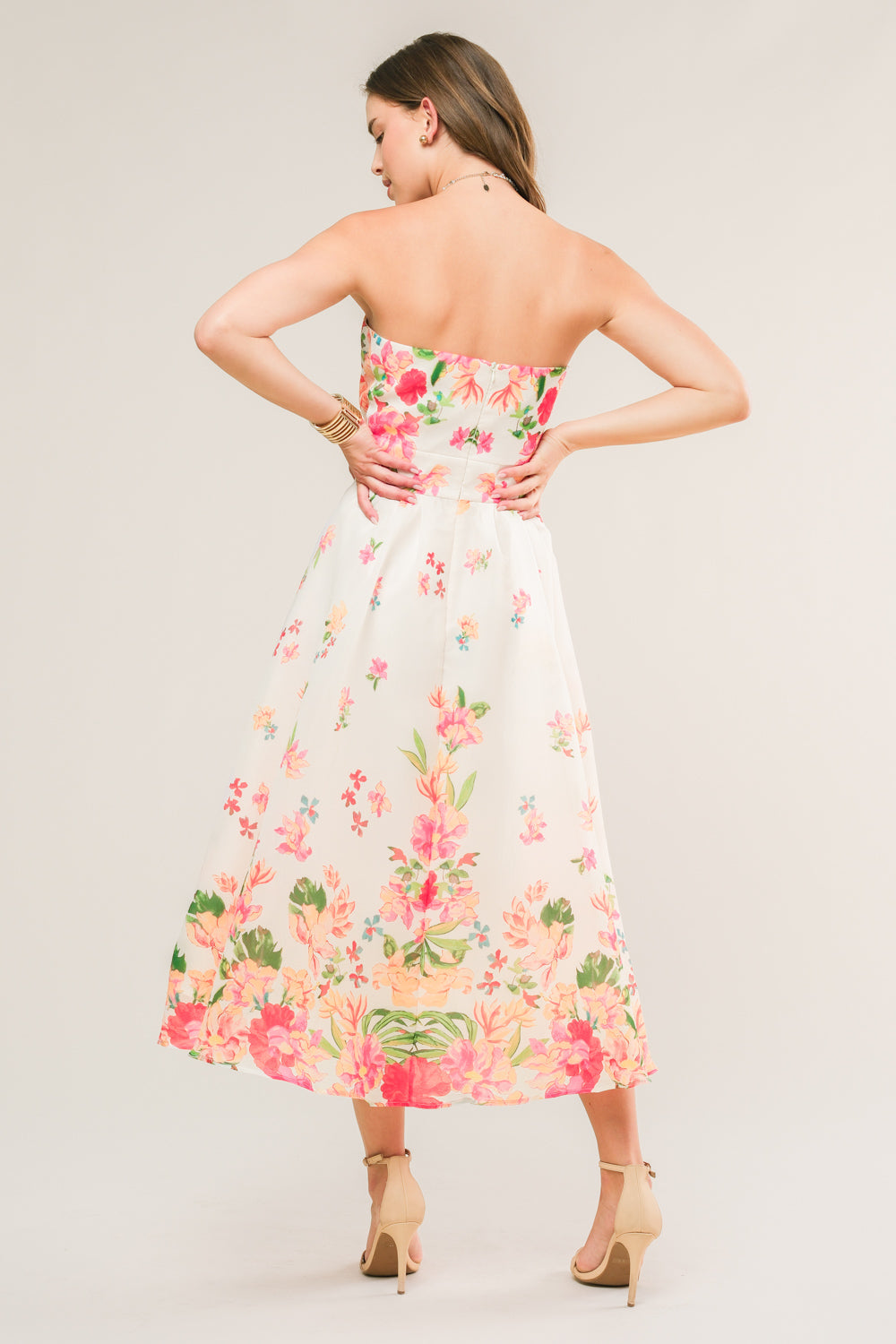 Cocktail Dresses Floral Formal Cocktail Midi Evening Dress Flying Tomato ID20929 Ivory