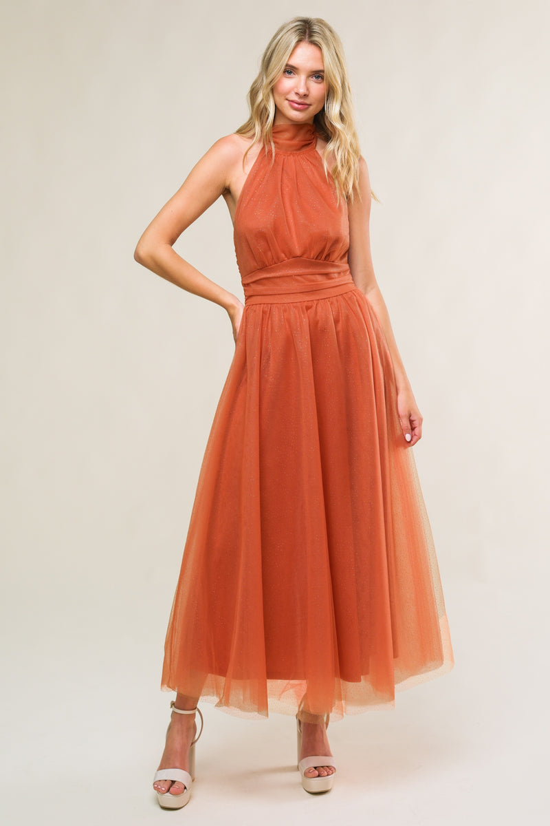 Cocktail Dresses Tea Length A Line Formal Cocktail Dress Flying Tomato ID21371 Rust