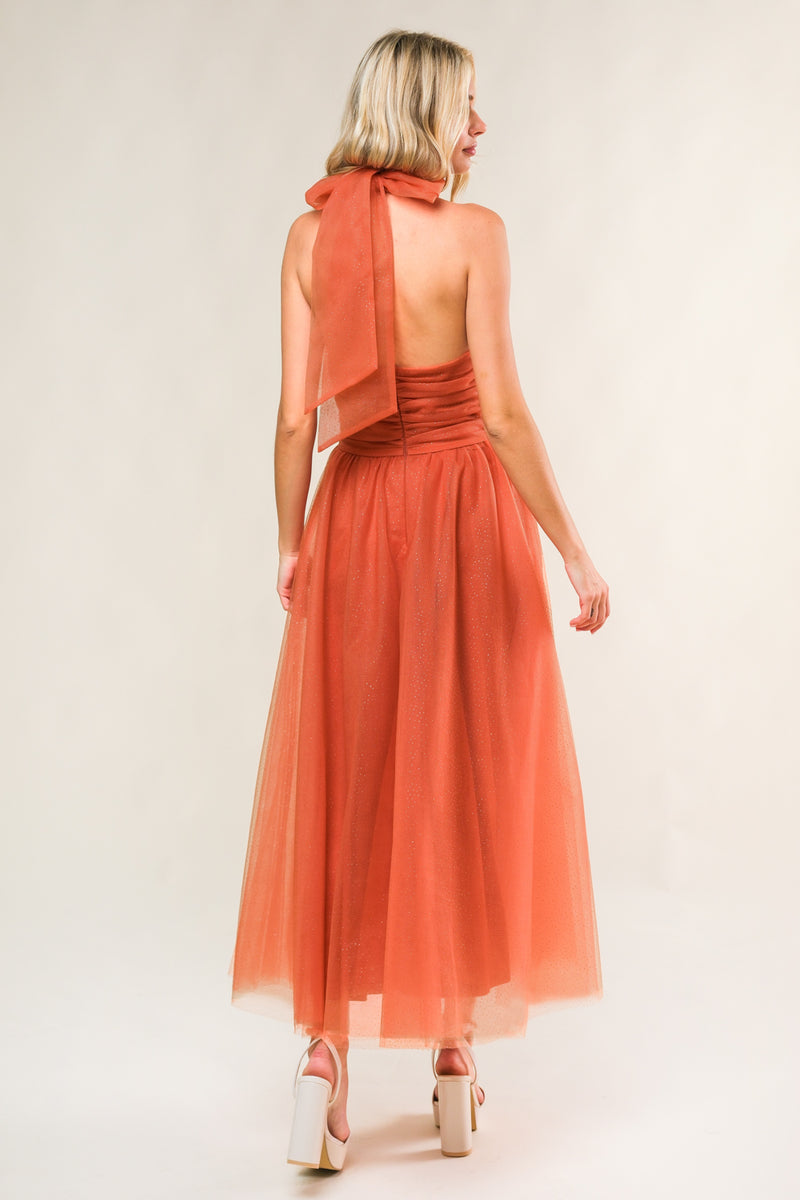 Cocktail Dresses Tea Length A Line Formal Cocktail Dress Flying Tomato ID21371 Rust