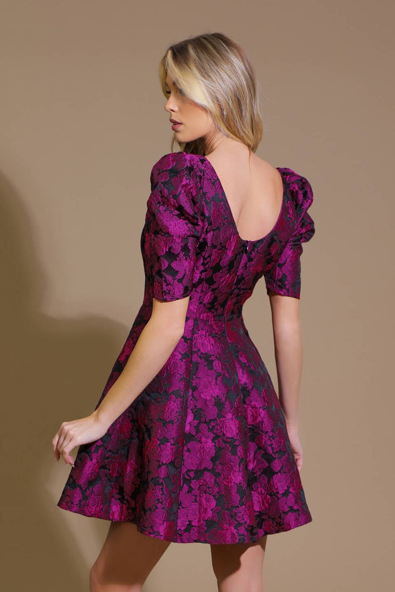 Cocktail Dresses Short Floral A line Cocktail Mini Dress Flying Tomato ID21638 Magenta