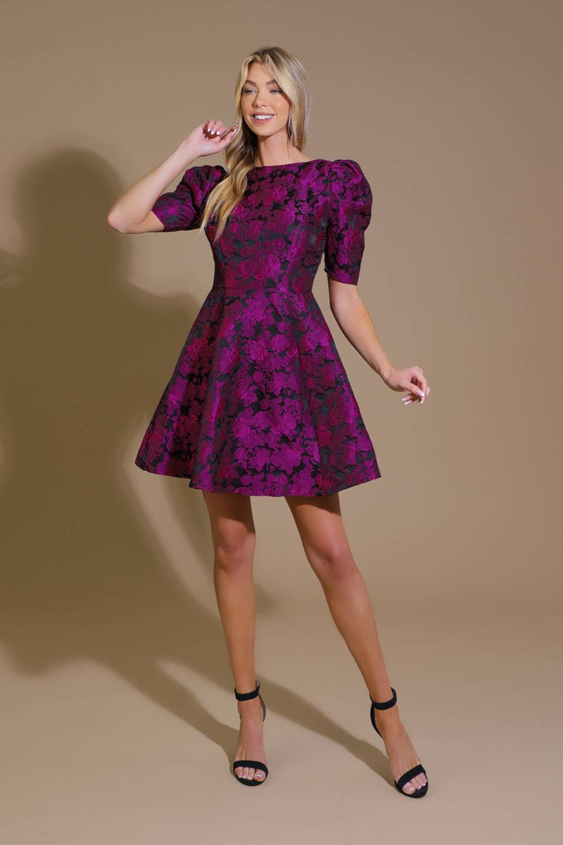 Cocktail Dresses Short Floral A line Cocktail Mini Dress Flying Tomato ID21638 Magenta