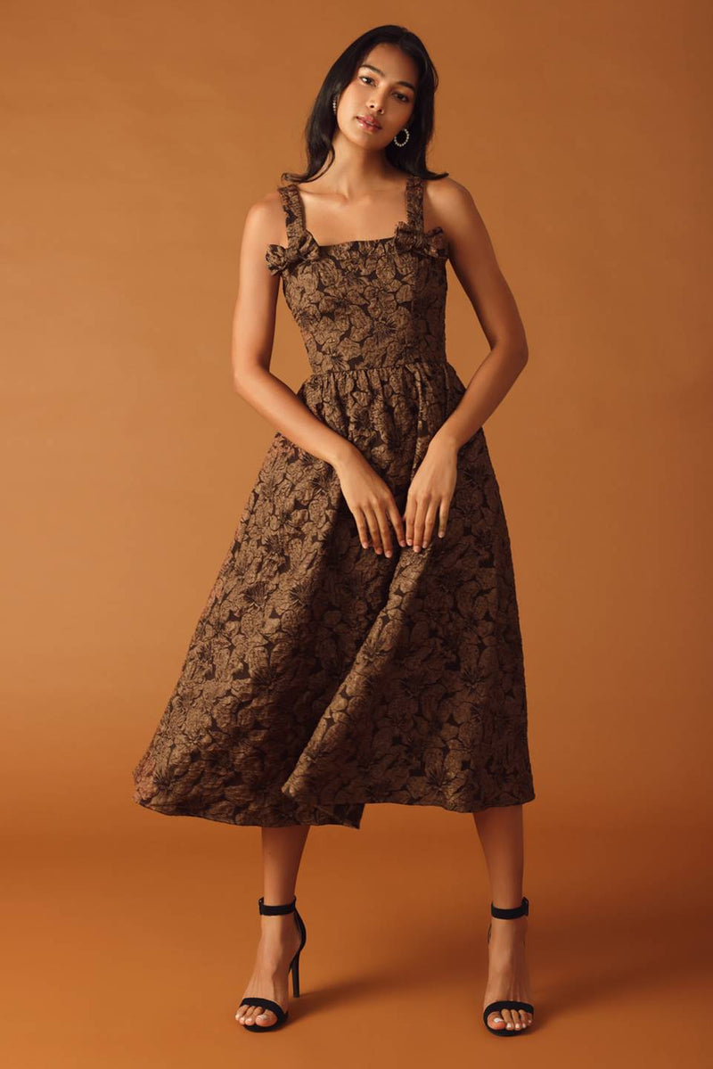 Cocktail Dresses Midi Floral A Line Cocktail Formal Dress Flying Tomato ID21675 Brown