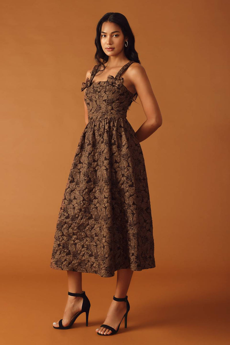 Cocktail Dresses Midi Floral A Line Cocktail Formal Dress Flying Tomato ID21675 Brown