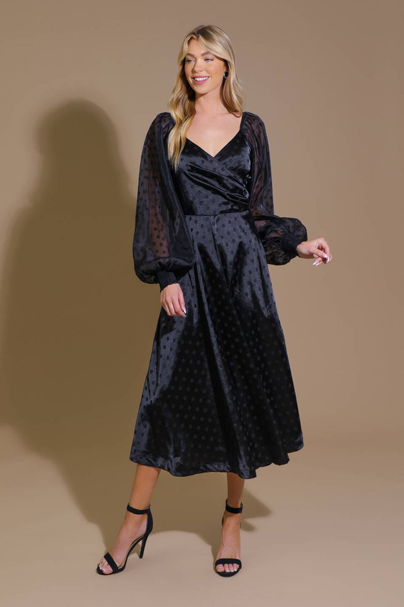 Cocktail Dresses Long Sleeve Midi Cocktail Formal Dress Flying Tomato ID21705 Black