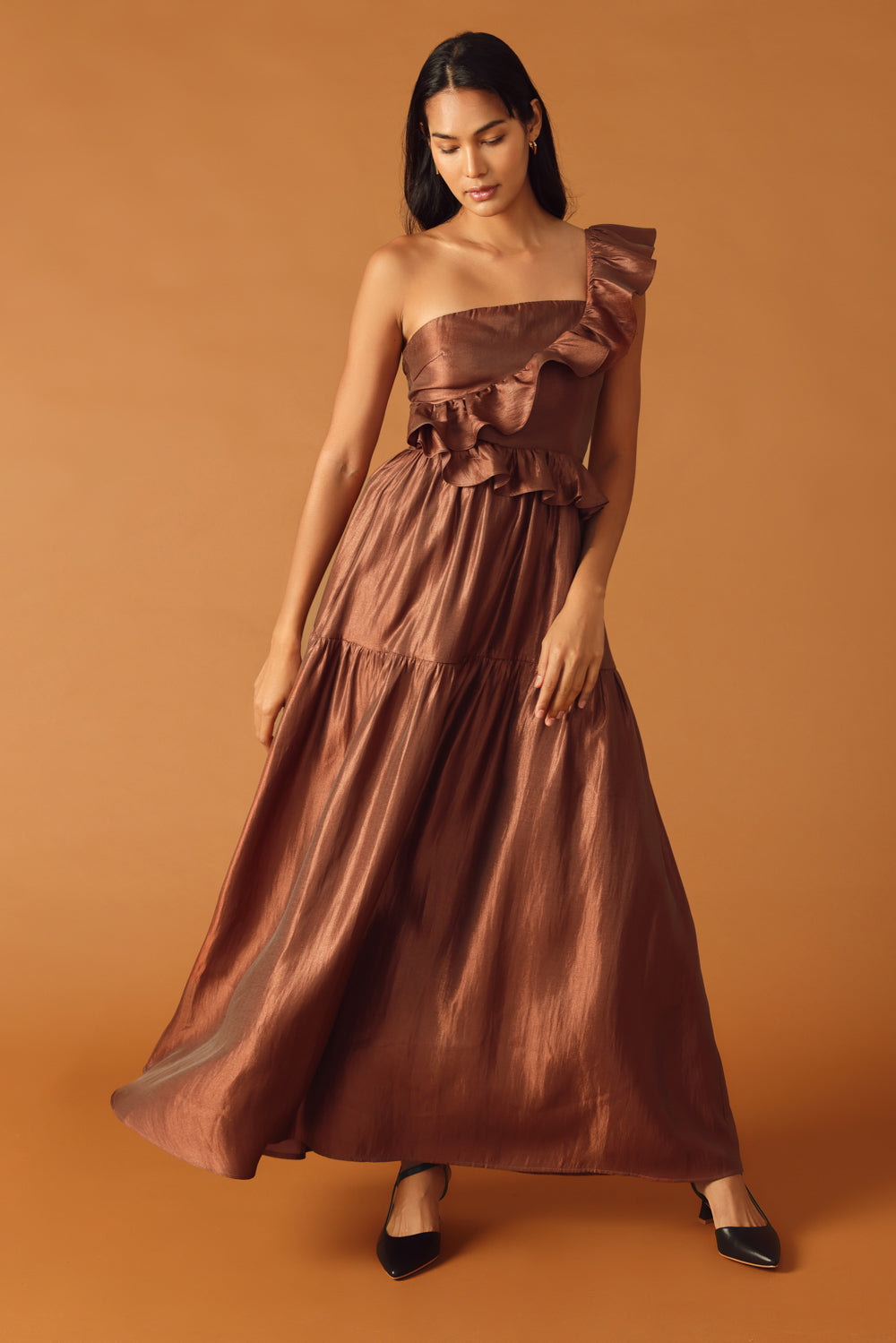 Formal Dresses Long Ruffle Prom Formal Dress Flying Tomato ID21710 Cognac