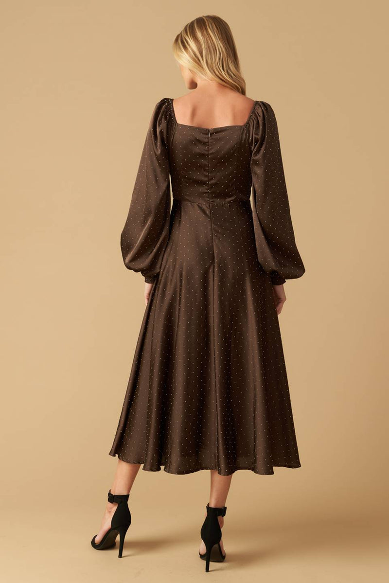 Cocktail Dresses Tea Length Cocktail Long Sleeve Formal Dress Flying Tomato ID21730 Brown