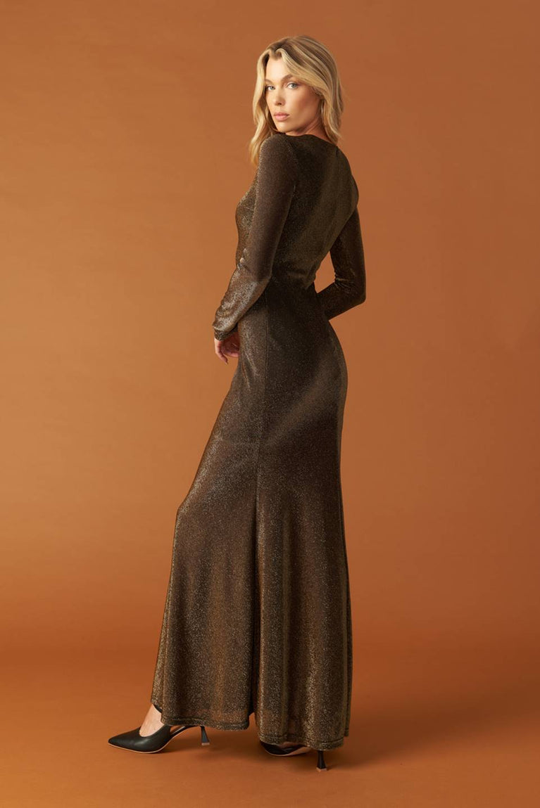 Mother of the Bride Dresses Long Sleeve Formal Fitted Mother of the Bride Dress Flying Tomato ID21760 Black/Gold