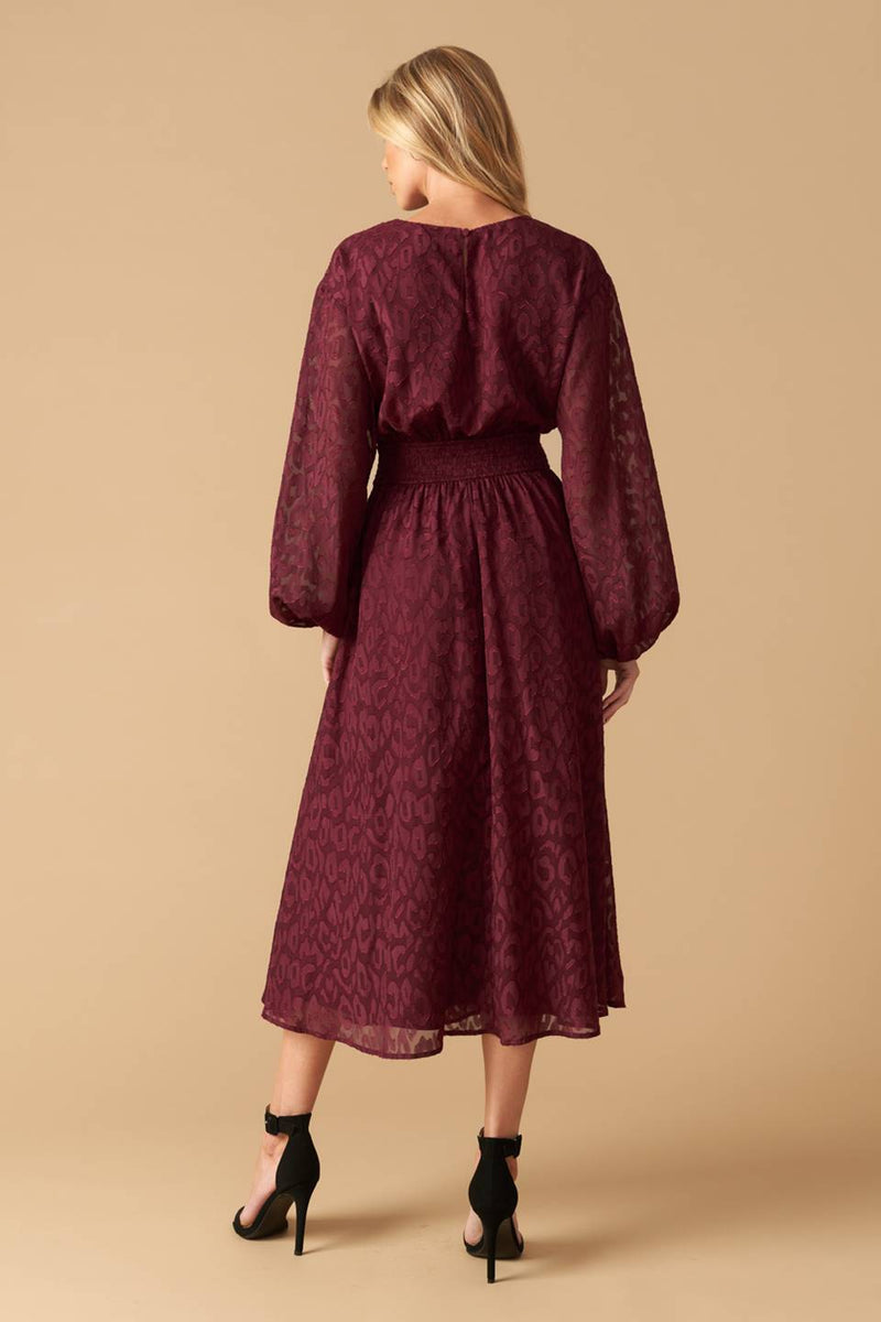 Cocktail Dresses A Line Midi Cocktail Long Sleeve Formal Dress Flying Tomato ID21771 Burgundy