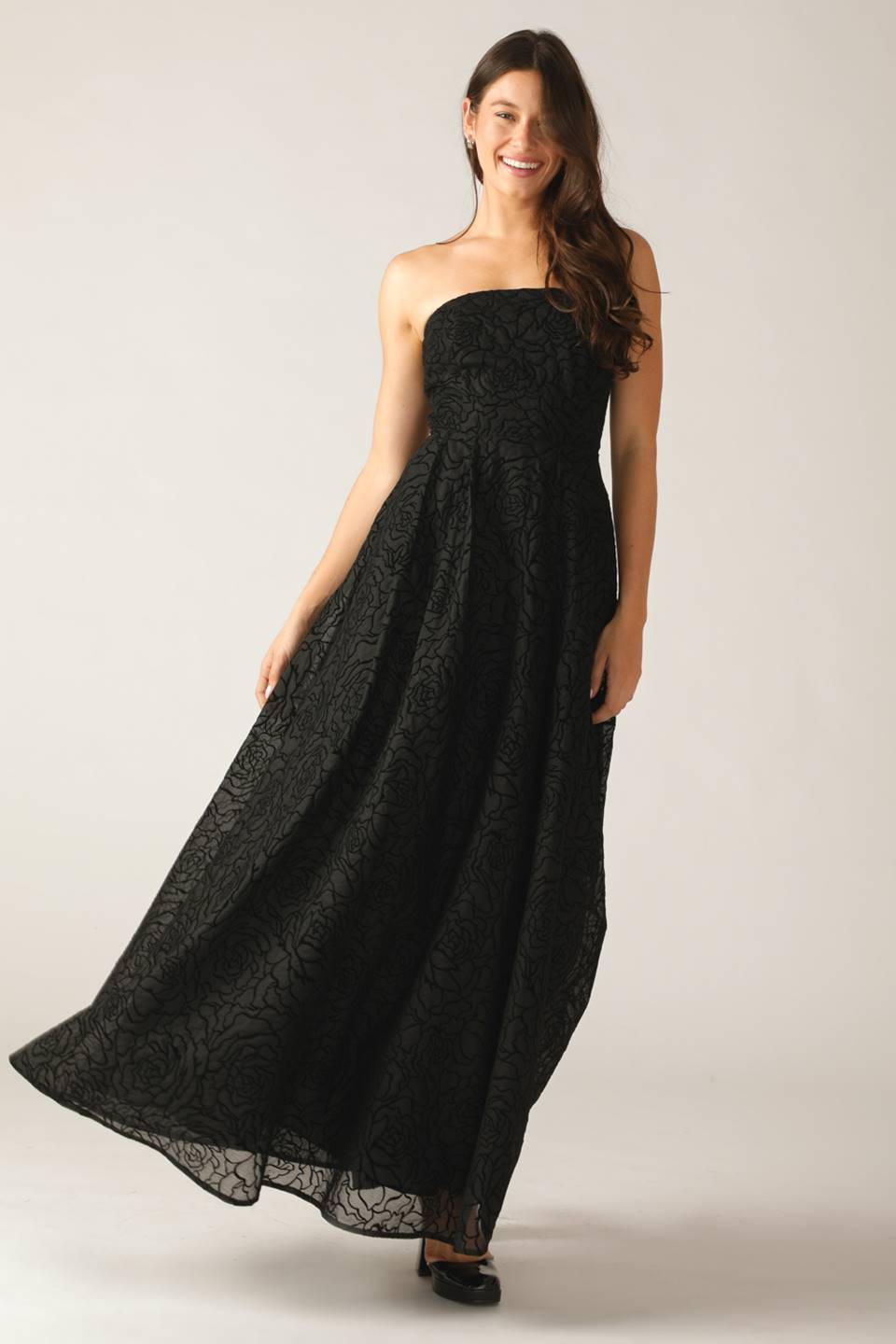 Formal Dresses Evening Prom Floral Long Formal Dress Flying Tomato ID21811 Black