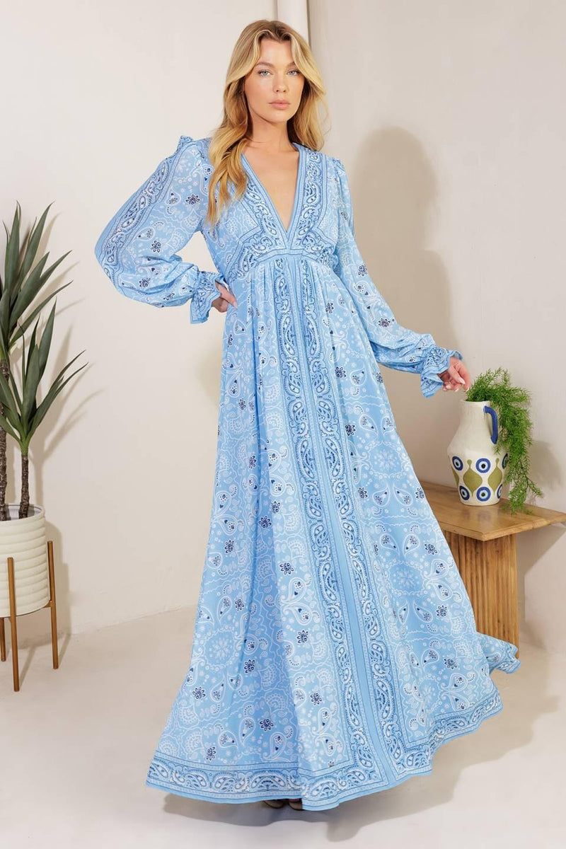 V-Neck Floor-Length Chiffon Formal A-Line Dress Flying Tomato ID21835
