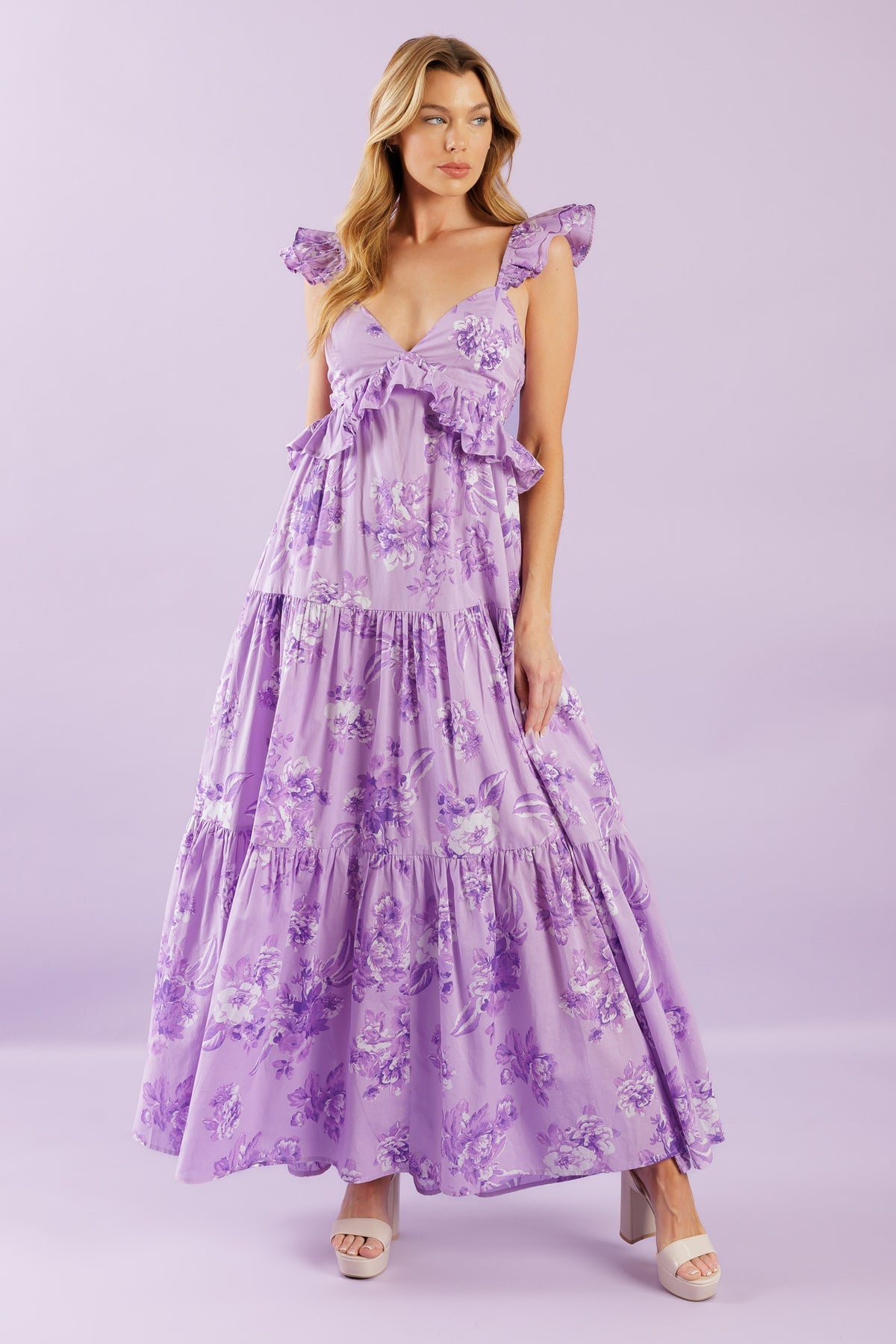 Formal Dresses Ruffle Long Formal A Line Evening Dress Flying Tomato ID21908 Lavender