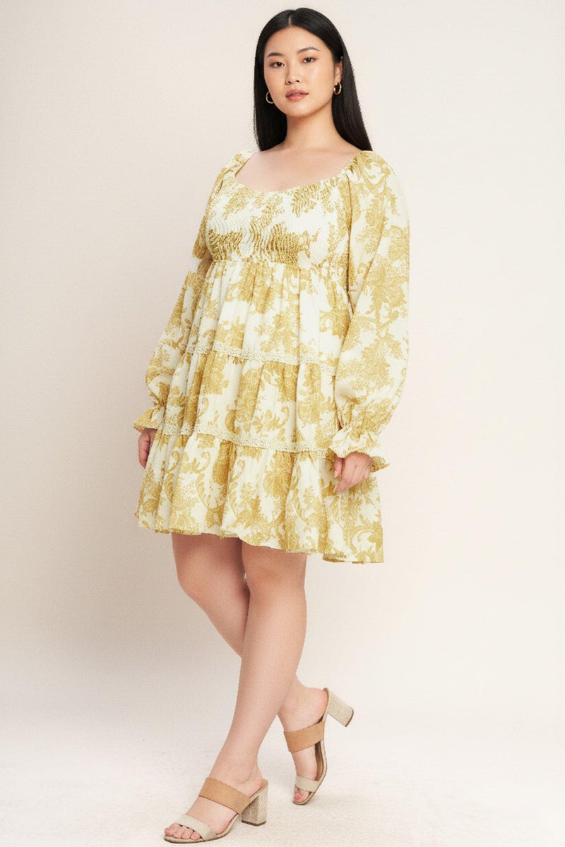 Square Neck Mini Chiffon Wedding Guest Fit & Flare Dress Flying Tomato ID21919