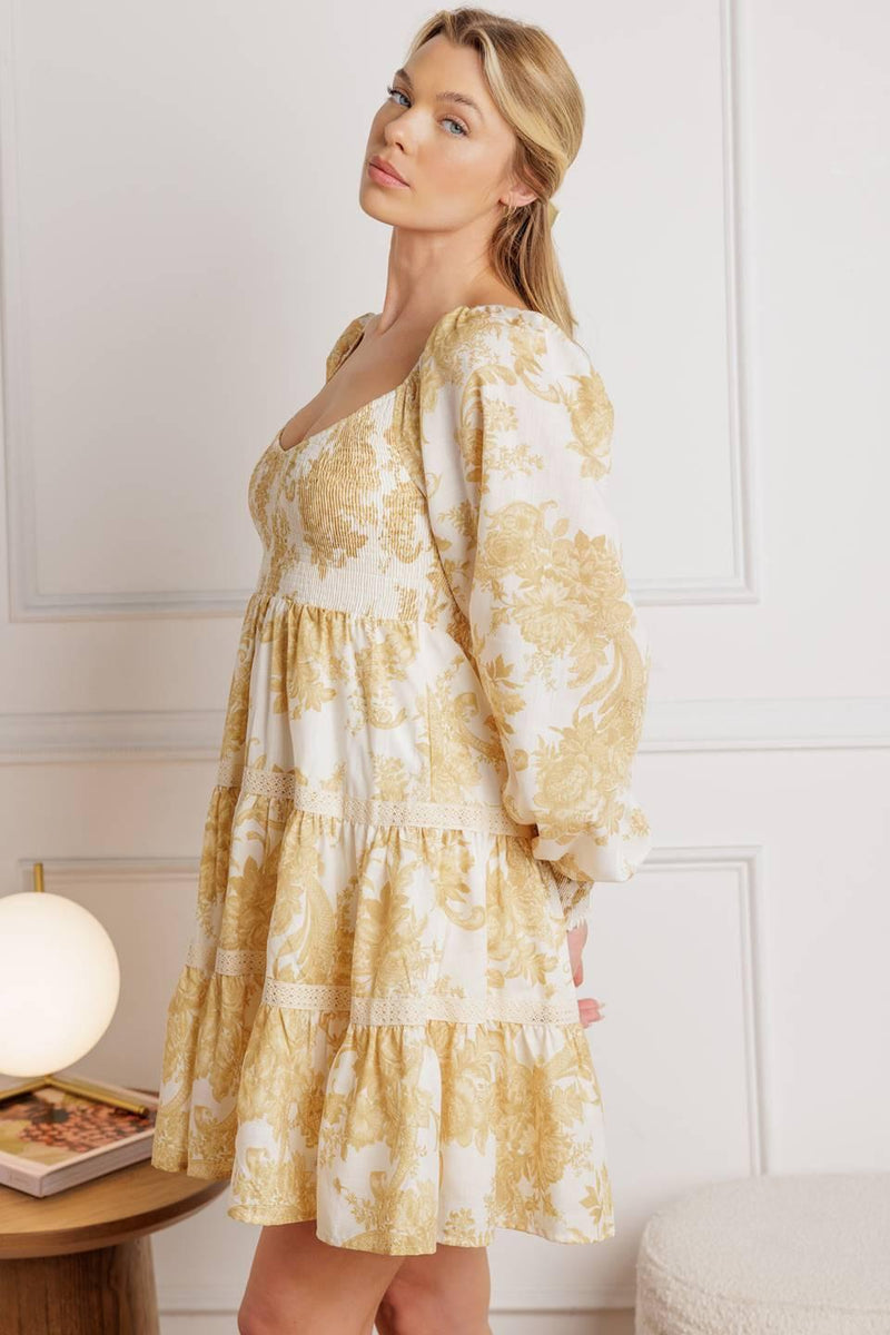 Square Neck Mini Chiffon Wedding Guest Fit & Flare Dress Flying Tomato ID21919