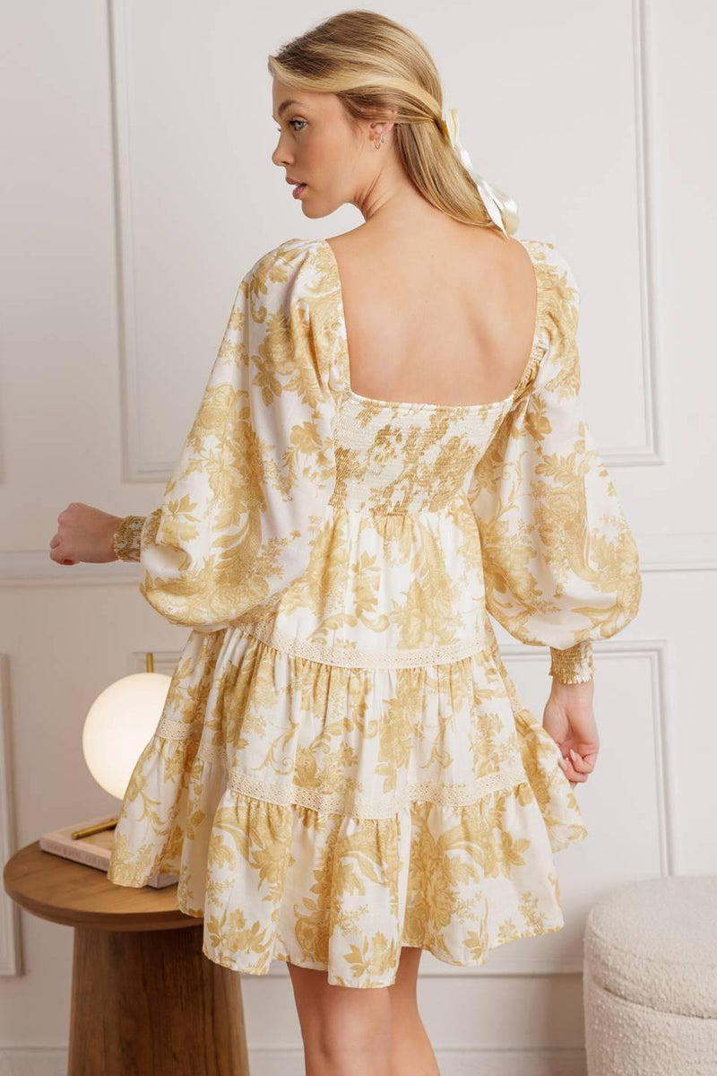 Square Neck Mini Chiffon Wedding Guest Fit & Flare Dress Flying Tomato ID21919