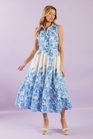 V-Neck Midi Crepe Wedding Guest Fit & Flare Flying Tomato ID22077