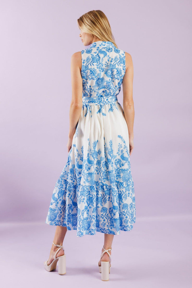 V-Neck Midi Crepe Wedding Guest Fit & Flare Flying Tomato ID22077