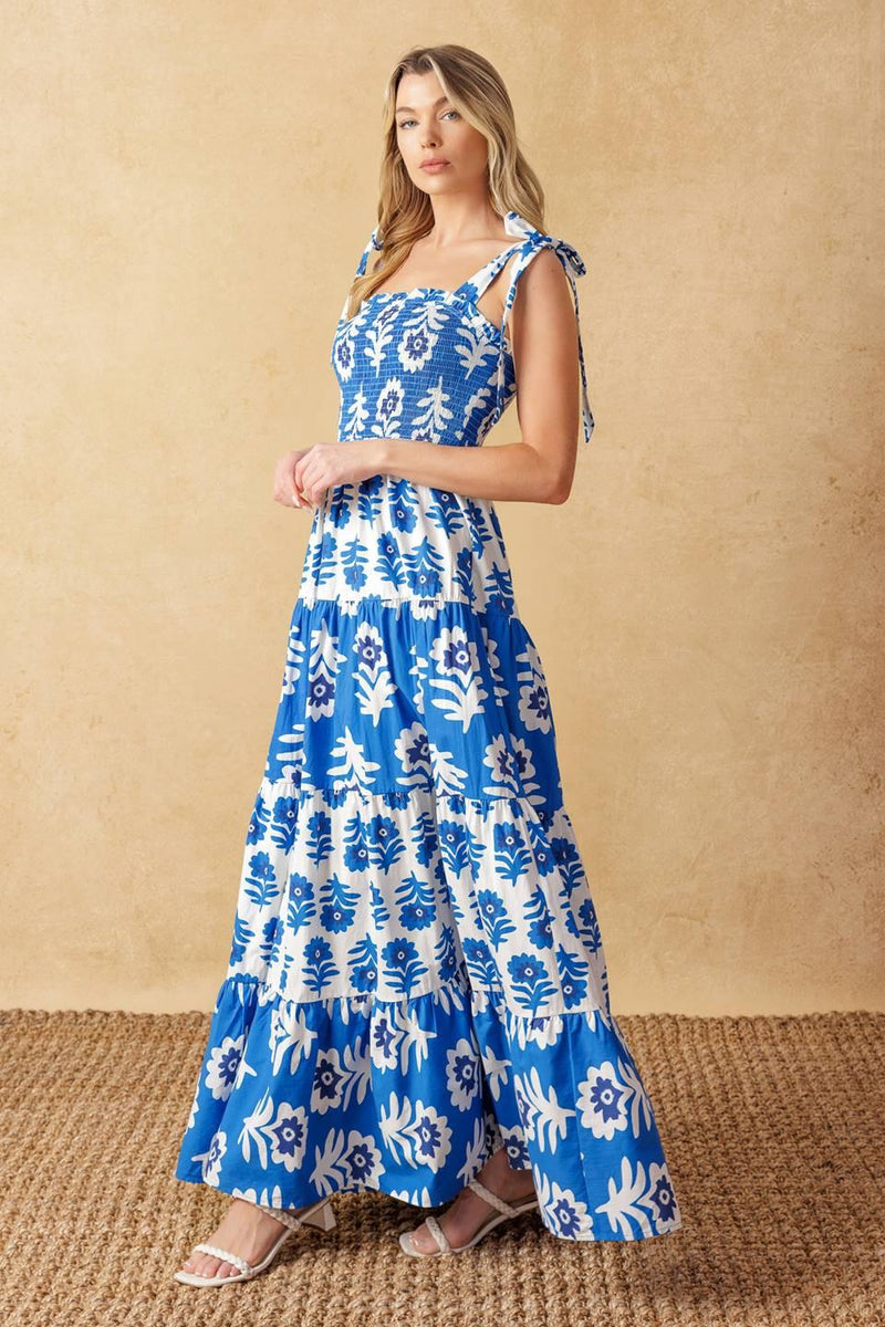 Square Floor-Length Floral Print Wedding Guest A-Line Dress Flying Tomato ID22130