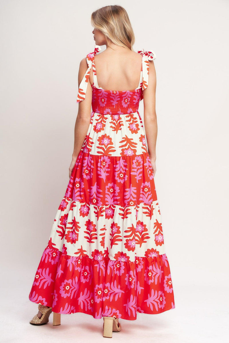 Square Floor-Length Floral Print Wedding Guest A-Line Dress Flying Tomato ID22130