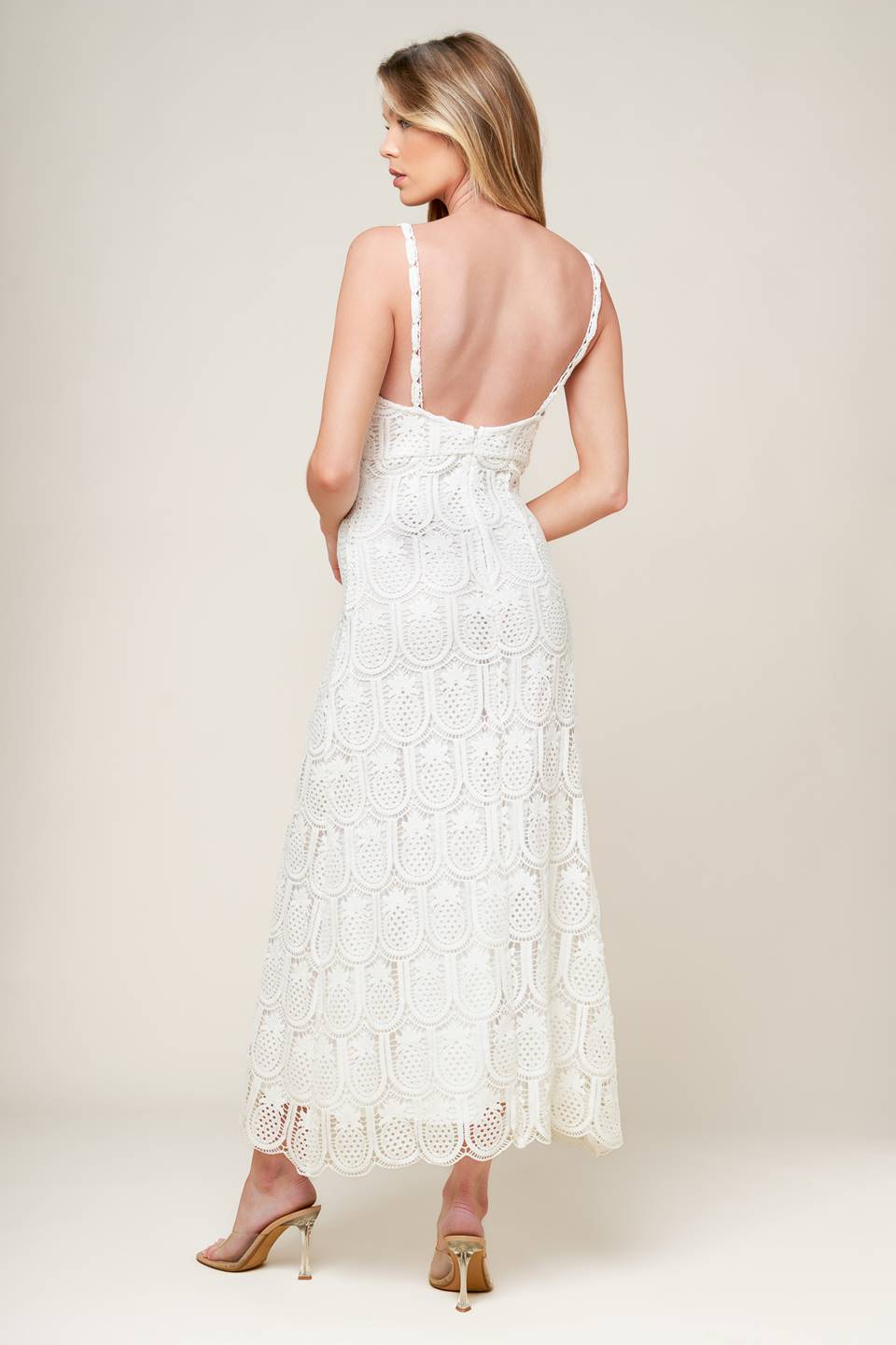 Wedding Dresses Tea Length Bridal Wedding Lace Dress Flying Tomato ID22311 Off White