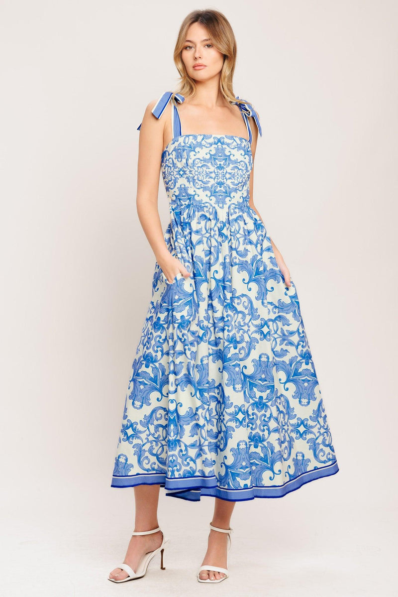 Square Midi Crepe Wedding Guest A-Line Dress Flying Tomato ID22381