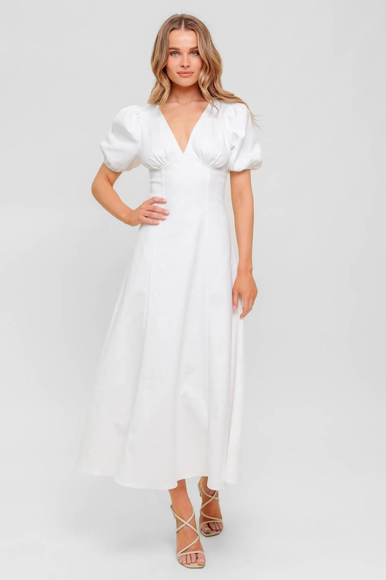 V-Neck Midi Satin Formal A-Line Flying Tomato ID22537