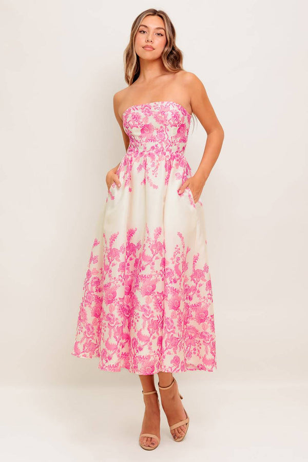Floral Print A Line Midi Short Cocktail Dress Flying Tomato ID22555