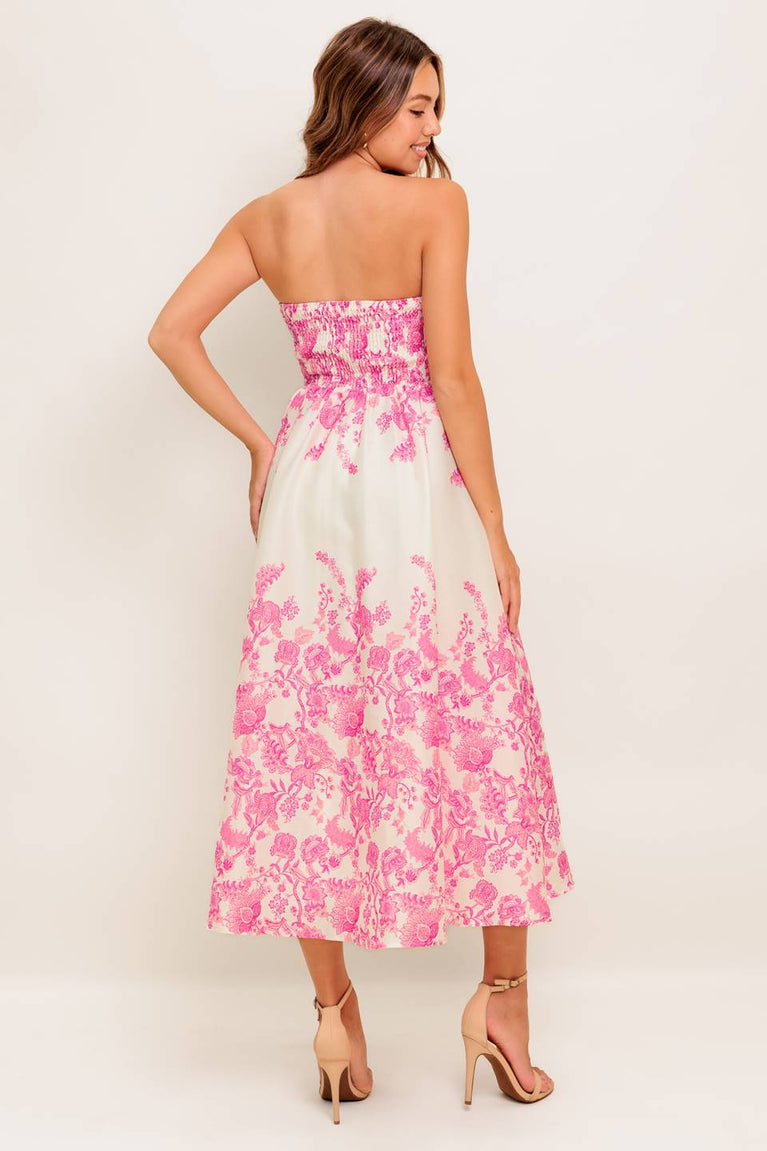 Cocktail Dresses Floral Print A Line Midi Short Cocktail Dress Flying Tomato ID22555 Ivory Pink