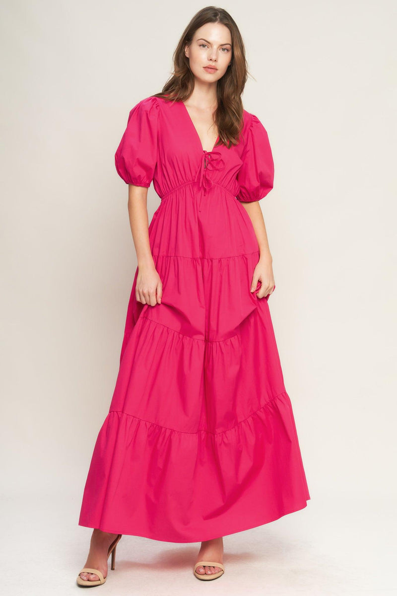 V-Neck High-Low Crepe Wedding Guest A-Line Dress Flying Tomato ID22573