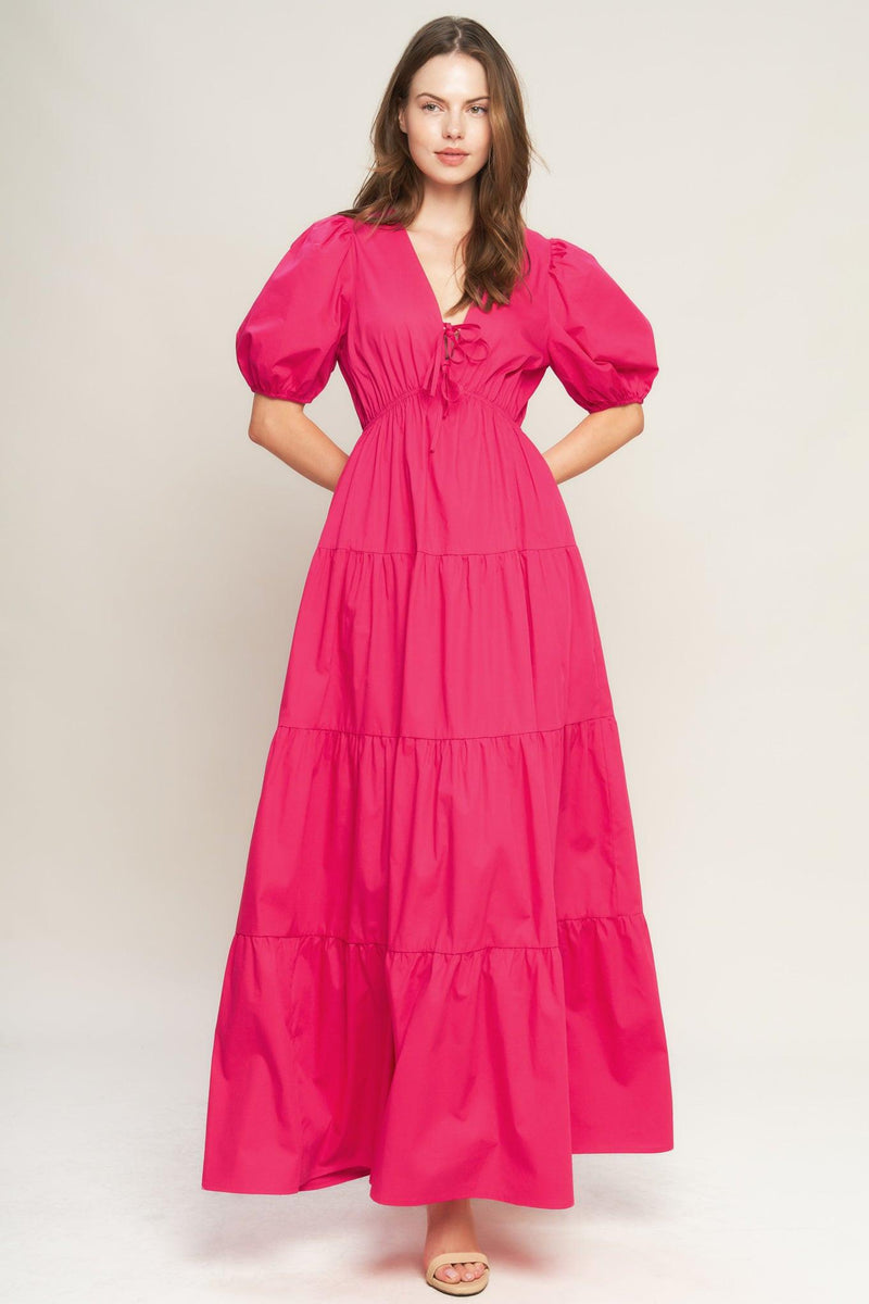 V-Neck High-Low Crepe Wedding Guest A-Line Dress Flying Tomato ID22573